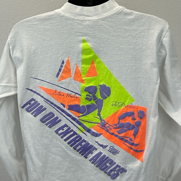Vintage Fun On Extreme Angles T Shirt Mens Medium Steve Phil Mahre Skiing White - Picture 6 of 11